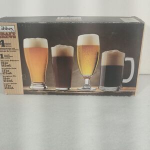 Libbey Beer Glass Set Barware Craft Brews Assorted Sampler 4 Piece Open Box